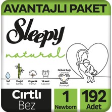 Sleepy Natural Avantajlı Paket Bebek Bezi 1 Numara Newborn 192 Adet