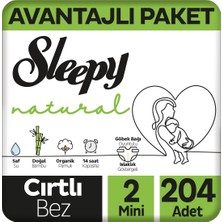 Sleepy Natural Avantajlı Paket Bebek Bezi 2 Numara Mini 204 Adet