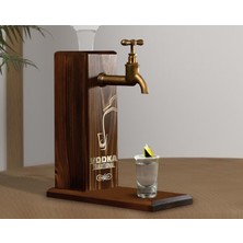 Bk Gift Aynalı Altın Kabartma Musluklu Doğal Ceviz Ahşap Vodka Standı, Home Bar, Içecek Dispenseri, Ahşap Içecek Çeşmesi-2