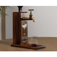 Bk Gift Kişiye Özel Kabartma Isimli Musluklu Ceviz Ahşap Şarap Standı, Şarap Çeşmesi, Doğum Günü Hediyesi, Ev Hediyesi, Içecek Dispenseri-2
