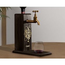 Bk Gift Aynalı Altın Kabartma Musluklu Doğal Siyah(Ebony) Ahşap Şarap Standı, Home Bar, Içecek Dispenseri, Ahşap Içecek Çeşmesi-13