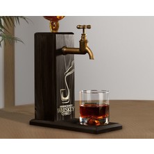 Bk Gift Aynalı Altın Kabartma Musluklu Doğal Siyah(Ebony) Ahşap Viski Standı, Home Bar, Içecek Dispenseri, Ahşap Içecek Çeşmesi-8