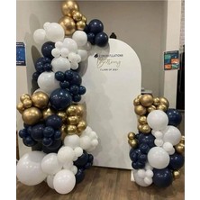 Rönesans Parti Krom Gold Beyaz Gece Mavisi Balon Seti 50 Adet