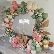 Best Parti Krom Gold Okaliptus Deniz Kumu ve Toz Pembe Balon Seti 50 Adet