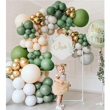 Best Parti Krom Gold Adaçayı Kış Yeşili Gri Somon Balon Seti 50 Adet
