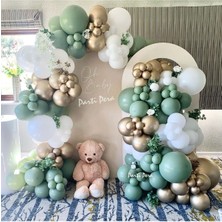 Best Parti Ada Çayı Beyaz ve Krom Gold Balon Seti 50 Adet