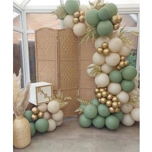 Best Parti Kış Yeşili Deniz Kumu Krom Gold Balon Seti 50 Adet