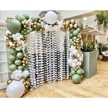 Rönesans Parti Beyaz Okaliptus Krom Gold Balon Seti 50 Adet