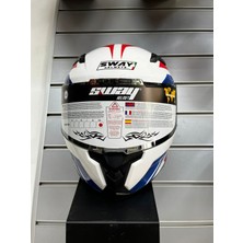 Sway Kask 820 Dakar 2 Beyaz/kırmızı/blue Full Face