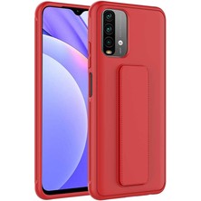 KZY Kzy Xiaomi Poco M5S Kapak Standlı El Tutacaklı Silikon Kılıf - Kırmızı