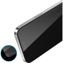 Blueo Iphone 14 Pro Uyumlu Tam Kaplayan 2.5d Anti-Static Cam Ekran Koruyucu Darbe Emici Temperli Kırılmaz Cam