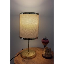 Art&Gift Gold Seri Metal Gövdeli Altın Şeritli Pudra Abajur