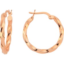 Altın Sepeti Rose Gümüş Burma Halka Küpe