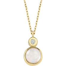 Altın Sepeti Pırlantalı Opal Altın Kolye