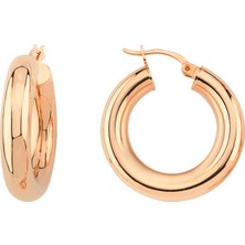 Altın Sepeti Rose Gümüş Bombeli Halka Küpe