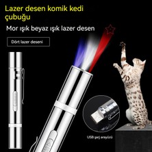 Oloey Taçlı Kedi Kalem El Feneri Oyuncak Lazer LED Kalem (Yurt Dışından)