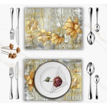 Glassium Home Decoration Gold Çiçekler Supla Takımı