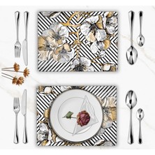 Glassium Home Decoration Gold Çiçekler Supla Takımı