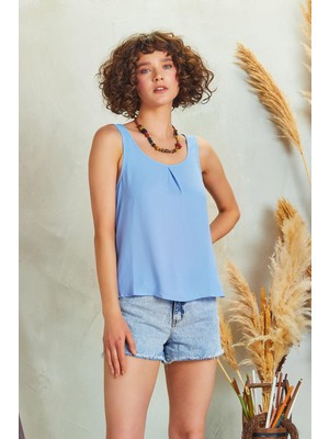 Los Banditos Havuz Yaka Sırtı Açık Kalın Askılı Dekolte Bluz