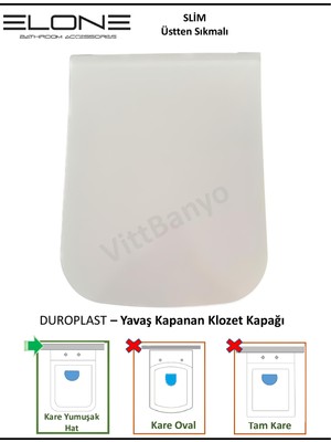 ELONE BANYO Qube Duroplast Yavaş Kapanan Slim Tak-Çıkar Klozet Kapağı