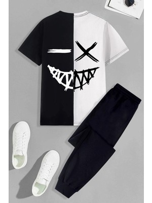 Trendypassion Unisex Cartoon Face Baskılı 2'li Eşofman Takımı