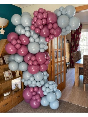 Bal10 Dünyası Pastel Yaban Çileği ve Fırtına Mavisi Balon Seti 70 Adet