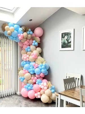 Bal10 Dünyası Makaron Mavi Pembe ve Sütlü Kahve Balon Seti 100 Adet