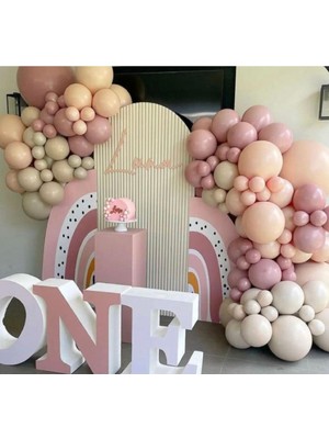 Bal10 Dünyası Toz Pembe Sütlü Kahve Deniz Kumu Balon Seti 100 Adet