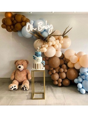 Bal10 Dünyası Retro Fırtına Mavisi Karamel Sütlü Kahve Balon Seti 50 Adet