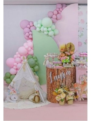 Bal10 Dünyası Pembe Toz Pembe Okaliptus Mint Yeşili Balon Seti 50 Adet