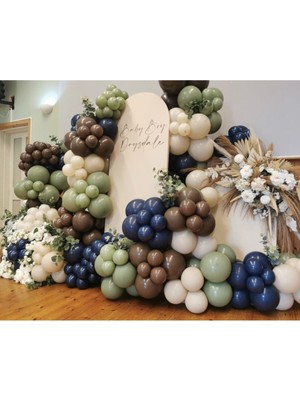 Bal10 Dünyası Kahverengi Gece Mavisi Kış Yeşili ve Ten Balon Seti 70 Adet