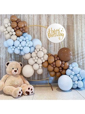 Bal10 Dünyası Deniz Kumu Makaron Mavi Kahverengi Balon Seti 100 Adet