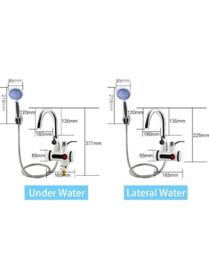 Wevolt Elektrikli Ani Su Isıtıcı Musluk Termal Ani Su Isıtıcı Musluk Duş Setli (Alttan Giriş)