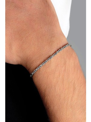 Doğan Silver 925 Ayar Gümüş 2 mm Kral Erkek Bileklik DGN20492