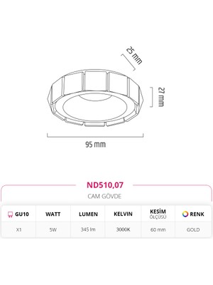 Nevo Sıva Altı Cam Spot Gold ND510