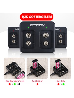 Beston M7005 Siyah 2 x 9 Volt Pil Şarj Cihazı Beston