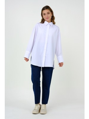 HE-QA Poplin Gömlek Kısa Beyaz