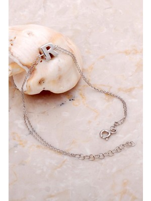 Sümer Telkari R Harfi Rodyumlu Gümüş Bileklik 4242