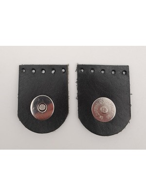 Angel Çanta Aksesuar Siyah Gerçek Derili Tek Dikim Mıknatıslı Çıtçıt Gümüş Metalli