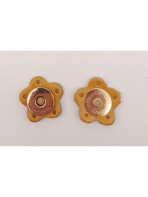 Angel Çanta Aksesuar Hardal Gerçek Derili Çiçek Model Mıknatıslı Çıtçıt Light Gold Metalli
