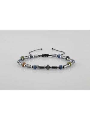 Osmanlı Doğal Taş Hint Akik-Lapis Lazuli-Hematit Doğal Taş Bileklik