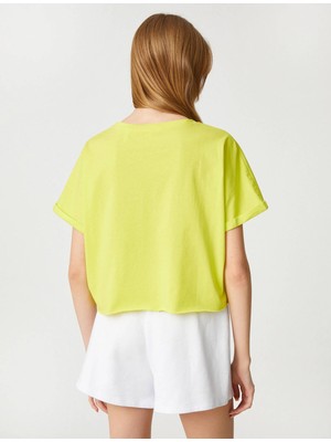 Koton 3SAL10304IK Koton Kadın T-Shirt Yeşil