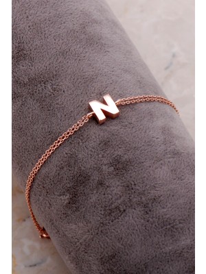 Sümer Telkari N Harfi Rose Gümüş Bileklik 4228
