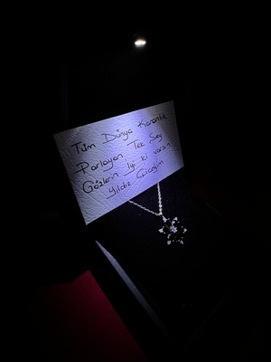 925 Gümüş Işıklı Kutu ile Siyah Taşlı Yıldız Çiçeği 925 Ayar Gümüş Kolye