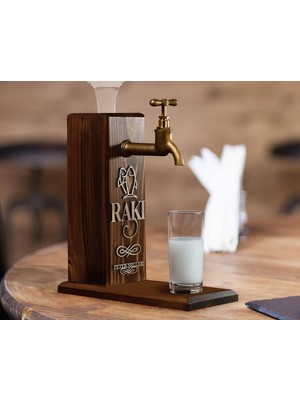 Bk Gift Kişiye Özel Kabartma Isimli Musluklu Ceviz Ahşap Rakı Standı, Rakı Çeşmesi, Doğum Günü Hediyesi, Ev Hediyesi, Içecek Dispenseri-3