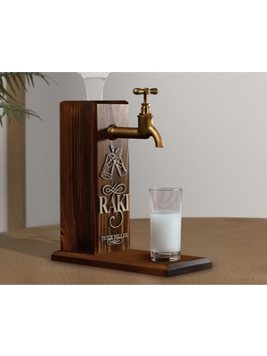 Bk Gift Kişiye Özel Kabartma Isimli Musluklu Ceviz Ahşap Rakı Standı, Rakı Çeşmesi, Doğum Günü Hediyesi, Ev Hediyesi, Içecek Dispenseri-4