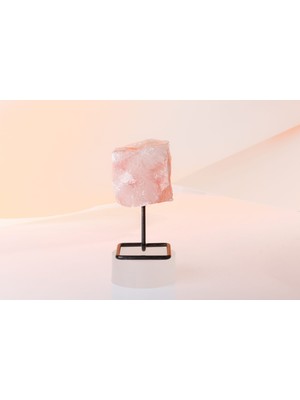 Osmanlı Doğal Taş Pembe Kuvars Ayaklı Ham Kütle Taş (7-10CM Yükseklik)