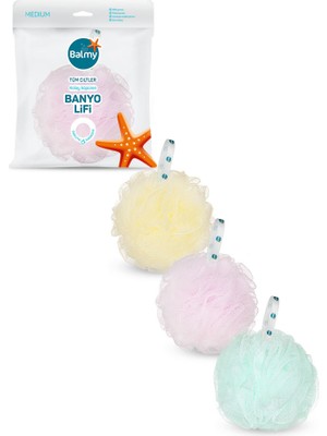 Balmy Naturel Orta Boy Banyo Lifi - BPA ve Ftalat İçermeyen 3'lü Set - Mavi Renk