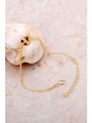 Sümer Telkari V Harfi Altın Kaplama Gümüş Bileklik 4256