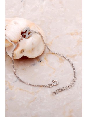 Sümer Telkari Z Harfi Rodyumlu Gümüş Bileklik 4263